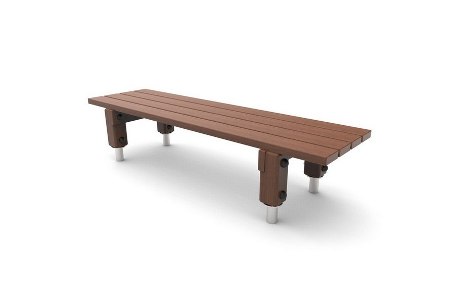Wooden bench without backrest