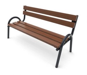 Steel bench with backrest S2